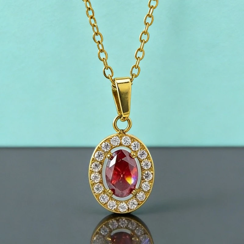 1pc 0.5 Carat Romantic and Charming Oval Red Synthetic Synthetic Moissanite Pendant Necklace, A Chic and Personalized Jewelry.
1pc 0.5 Carat Romantic and Charming Oval Red Synthetic Synthetic Moissanite Pendant Necklace, A Chic and Personalized Jewelry.