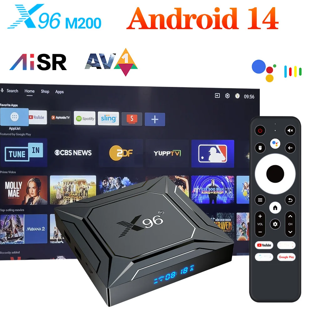 X96 M200 TV Box Android14 Amlogic S905X5M(S905A) CPU Quad Core ARM Cortex A55 Build in AI-SR Support AV1 4K HD 1000M LAN WIFI
X96 M200 TV Box Android14 Amlogic S905X5M(S905A) CPU Quad Core ARM Cortex A55 Build in AI-SR Support AV1 4K HD 1000M LAN WIFI