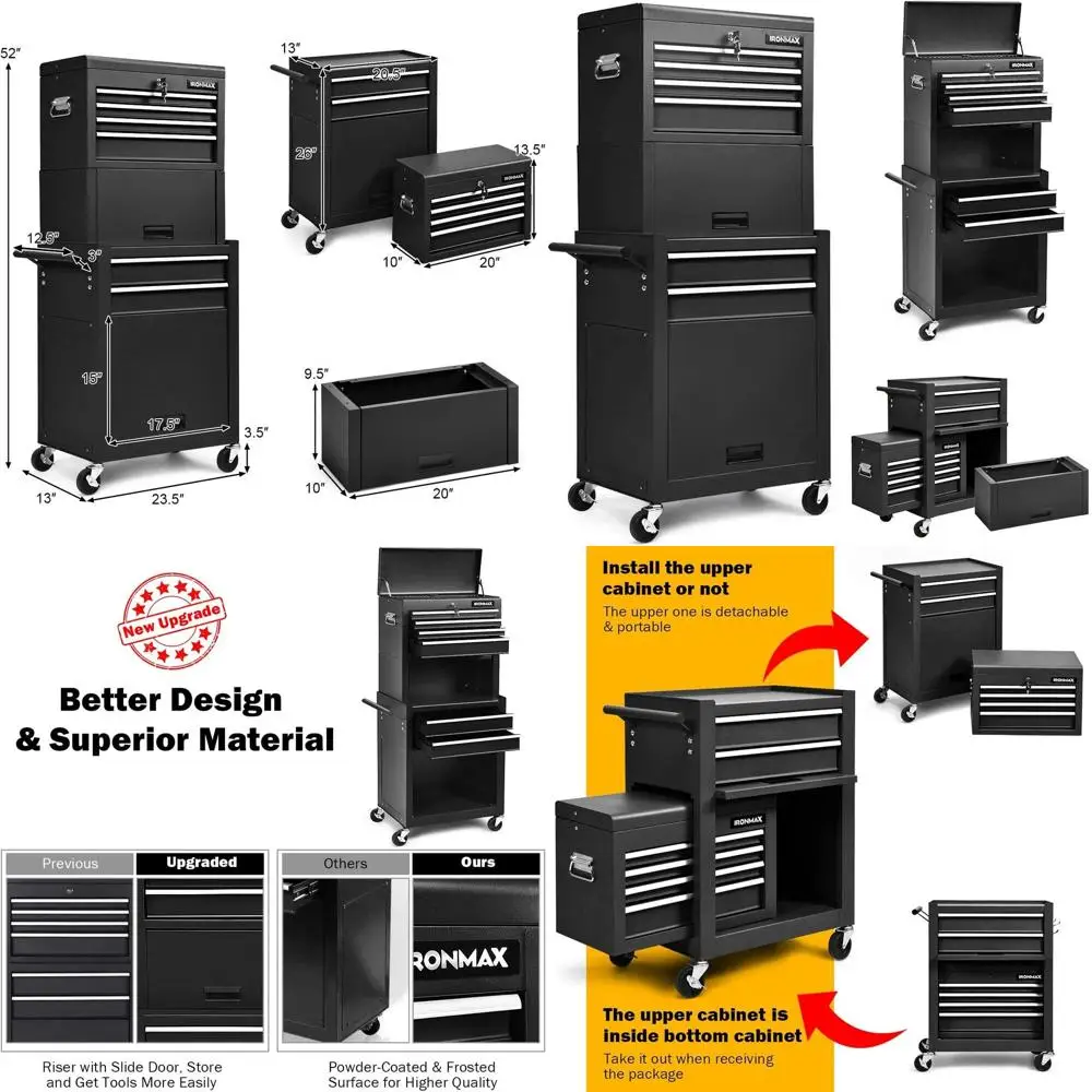 Универсальный ящик для инструментов 3-в-1 со съемной крышкой, запираемыми колесами и автоматическим замком для гаражной мастерской.
Универсальный ящик для инструментов 3-в-1 со съемной крышкой, запираемыми колесами и автоматическим замком для гаражной мастерской.