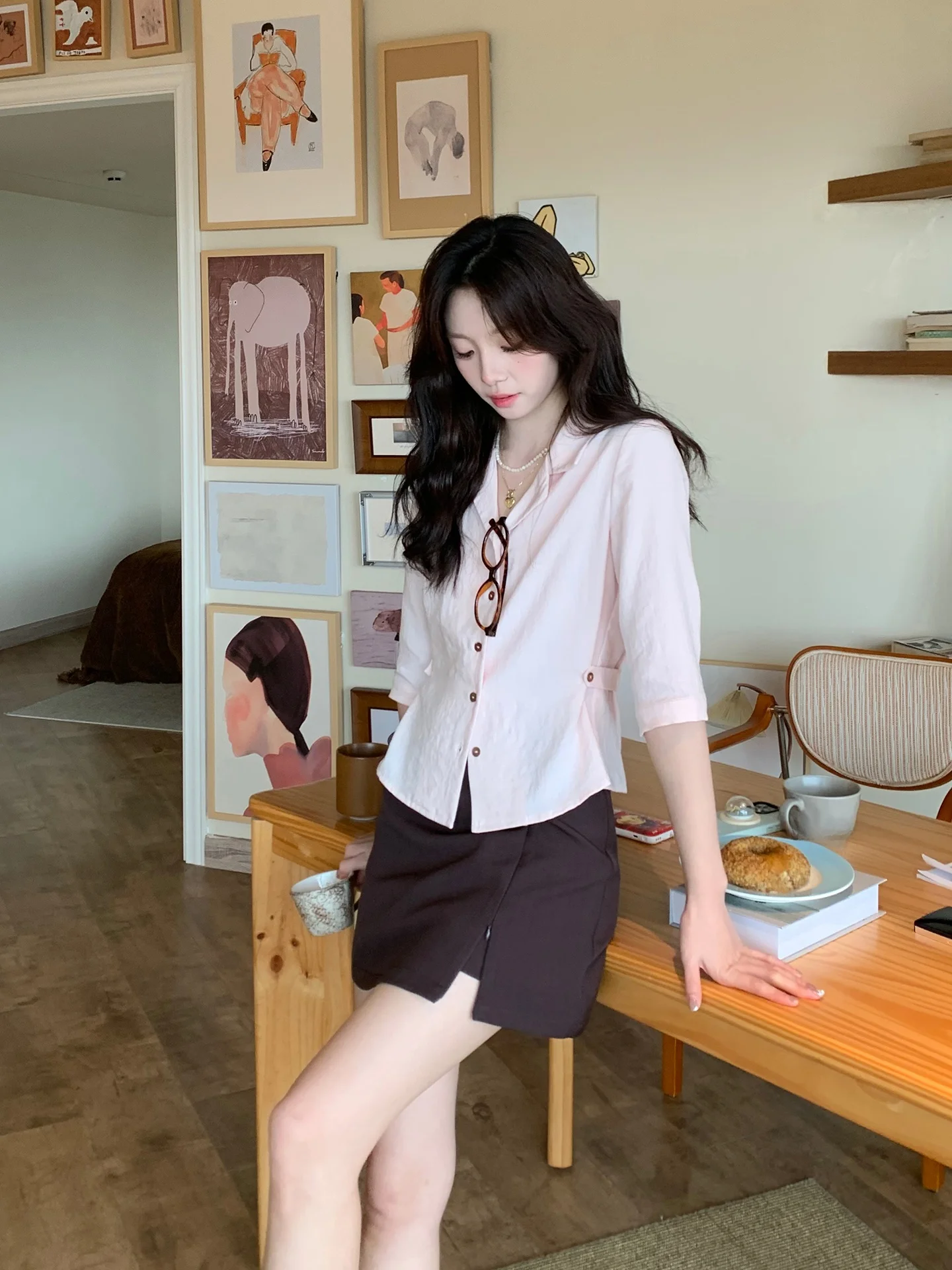 Slim Fit irt f Sve Korean Sle Office Even-wen Faionable Casual irt for Women Commute Sle Summer irt
Slim Fit irt f Sve Korean Sle Office Even-wen Faionable Casual irt for Women Commute Sle Summer irt