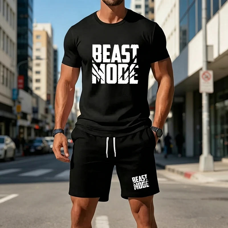 Men Summer 2 Piece Outfit Beast Mode Printed Short Sleeve T Shirt And Casual Sports Shorts Set Male Loose Fitness Tracksuit
Men Summer 2 Piece Outfit Beast Mode Printed Short Sleeve T Shirt And Casual Sports Shorts Set Male Loose Fitness Tracksuit
