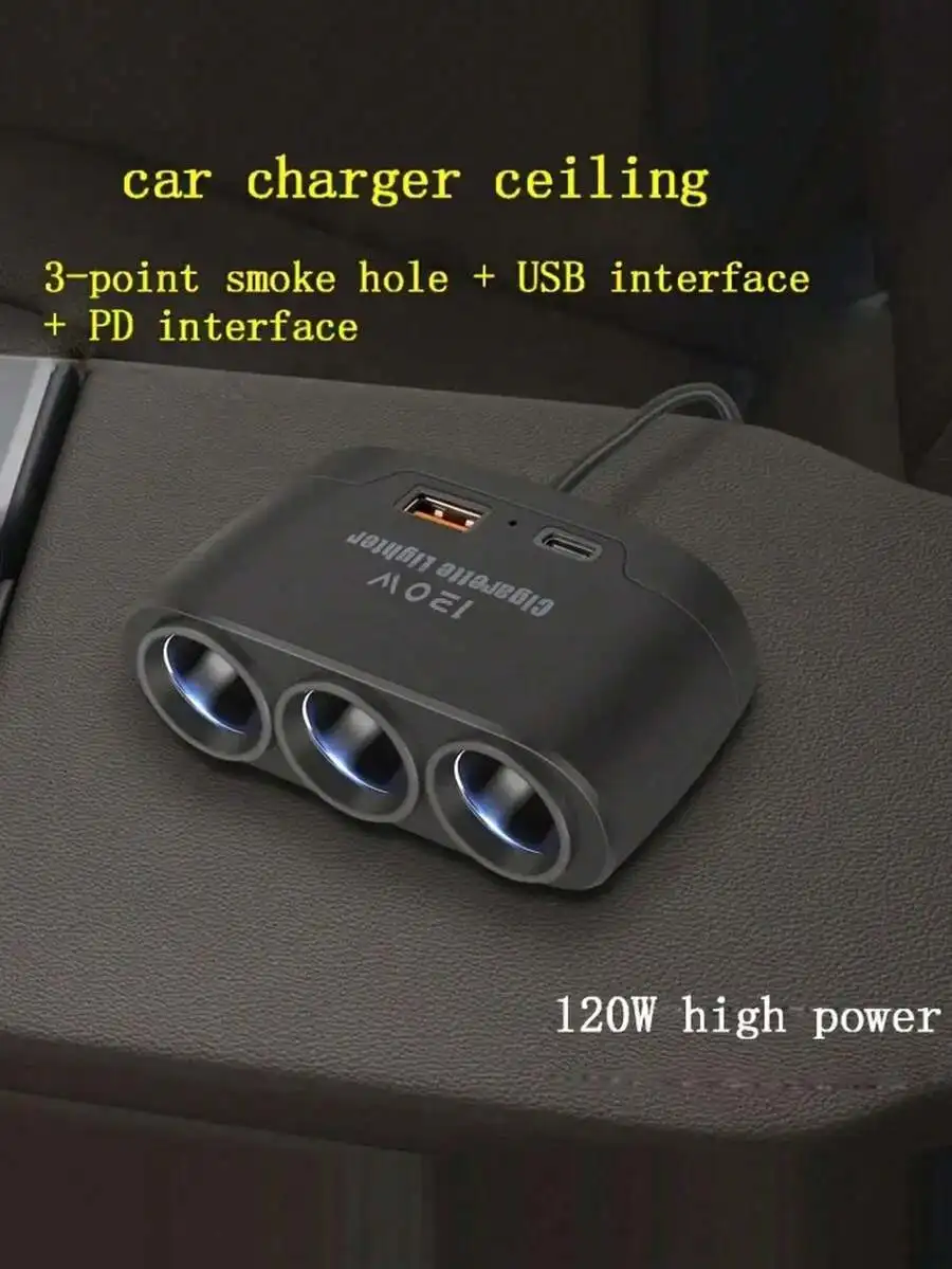 120W Car Charger With 3 Cigarette Lighter Sockets USB PD Fast Charging Adapter
120W Car Charger With 3 Cigarette Lighter Sockets USB PD Fast Charging Adapter