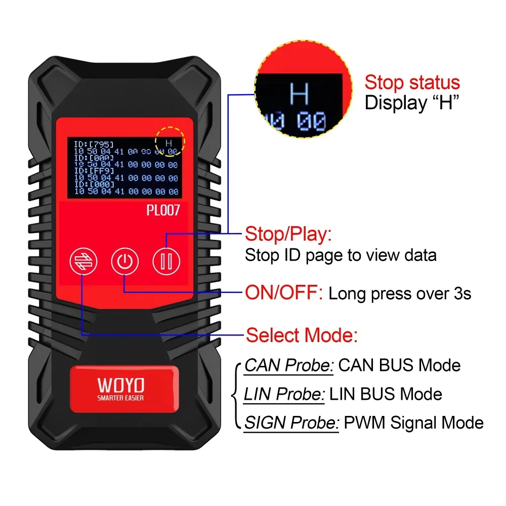 Ranlraka PL007 CAN LIN Bus Analyzer PWM Signal Tester Code Reader 12-24V Automotive Diagnostic Tool for Universal Model
Ranlraka PL007 CAN LIN Bus Analyzer PWM Signal Tester Code Reader 12-24V Automotive Diagnostic Tool for Universal Model