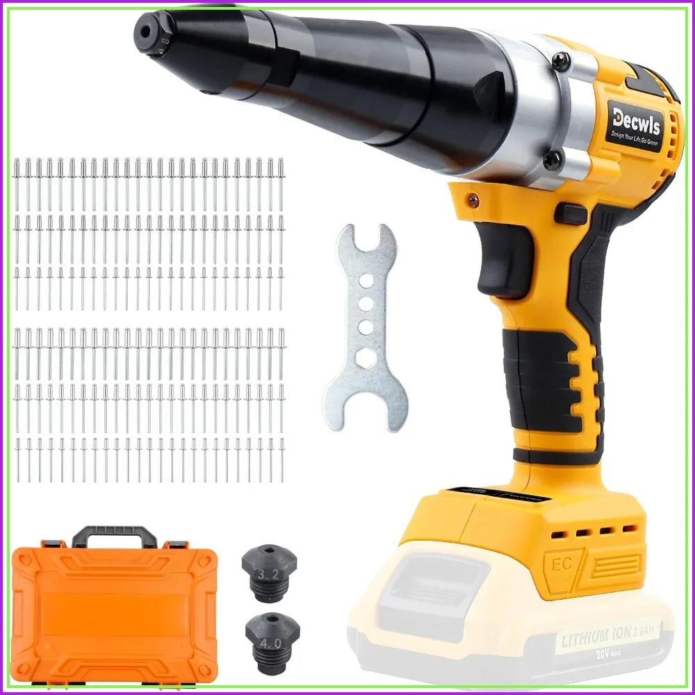 Cordless Rivet Gun Electric Compatible with Dewalt 20V Max Battery, Brushless Rivet Tool Kit, Pop Rivet Gun with 3 Size Rivets & Rivet Head, Led Light (Tool Only)
Cordless Rivet Gun Electric Compatible with Dewalt 20V Max Battery, Brushless Rivet Tool Kit, Pop Rivet Gun with 3 Size Rivets & Rivet Head, Led Light (Tool Only)