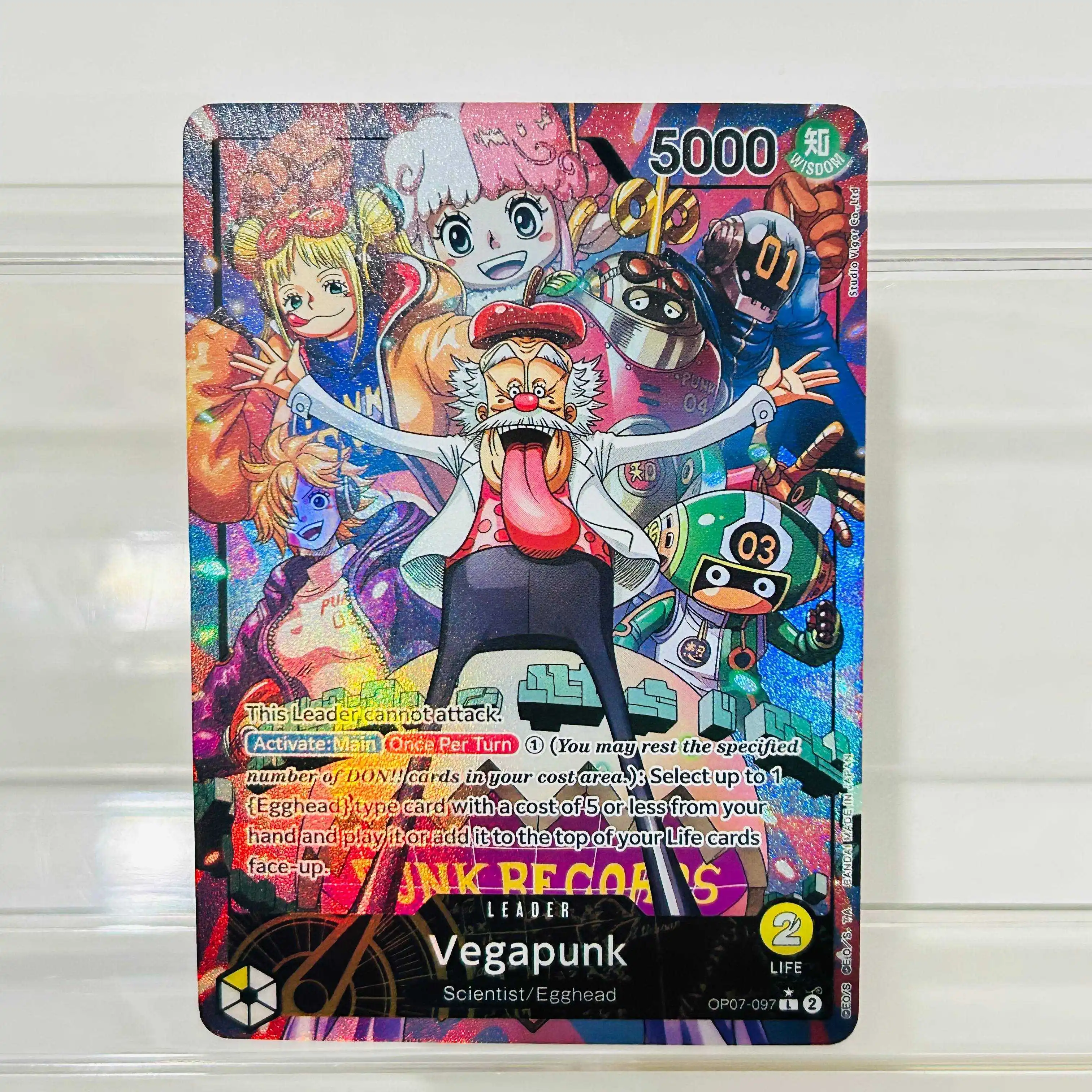 One Piece Vegapunk OP07-097 Leader Card EN Version Holographic Texture Cards Perfect Condition DIY Premium Anime Collection Card
One Piece Vegapunk OP07-097 Leader Card EN Version Holographic Texture Cards Perfect Condition DIY Premium Anime Collection Card
