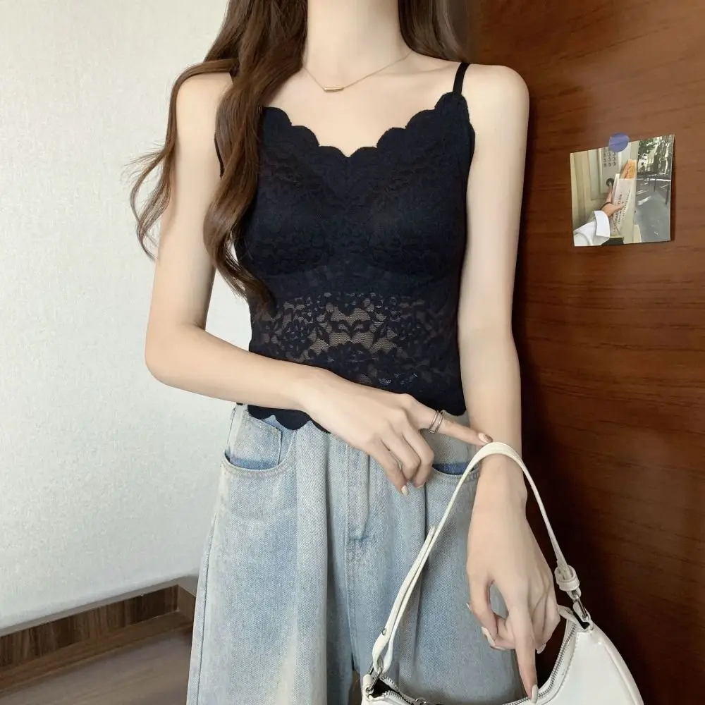 With Chest Cushion Ice Silk Lace Camisole Non Trace Slim Fit Crop Tops Streetwear Sleeveless Suspender Vest Spring Summer
With Chest Cushion Ice Silk Lace Camisole Non Trace Slim Fit Crop Tops Streetwear Sleeveless Suspender Vest Spring Summer