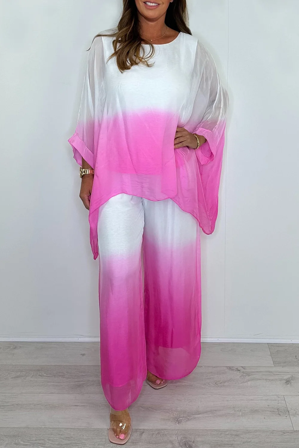 Plus Size Vacation Pink Casual Gradient Round Neck Long Sleeve See Through Two Piece Pant Sets
Plus Size Vacation Pink Casual Gradient Round Neck Long Sleeve See Through Two Piece Pant Sets