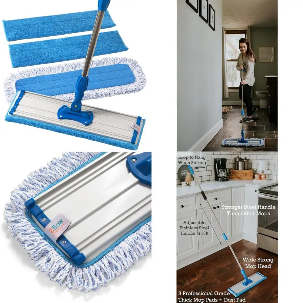 18 Zflow Pro Microfiber Mop with Stainless Handle - 3-in-1 Dust & Wet Pads
18 Zflow Pro Microfiber Mop with Stainless Handle - 3-in-1 Dust & Wet Pads