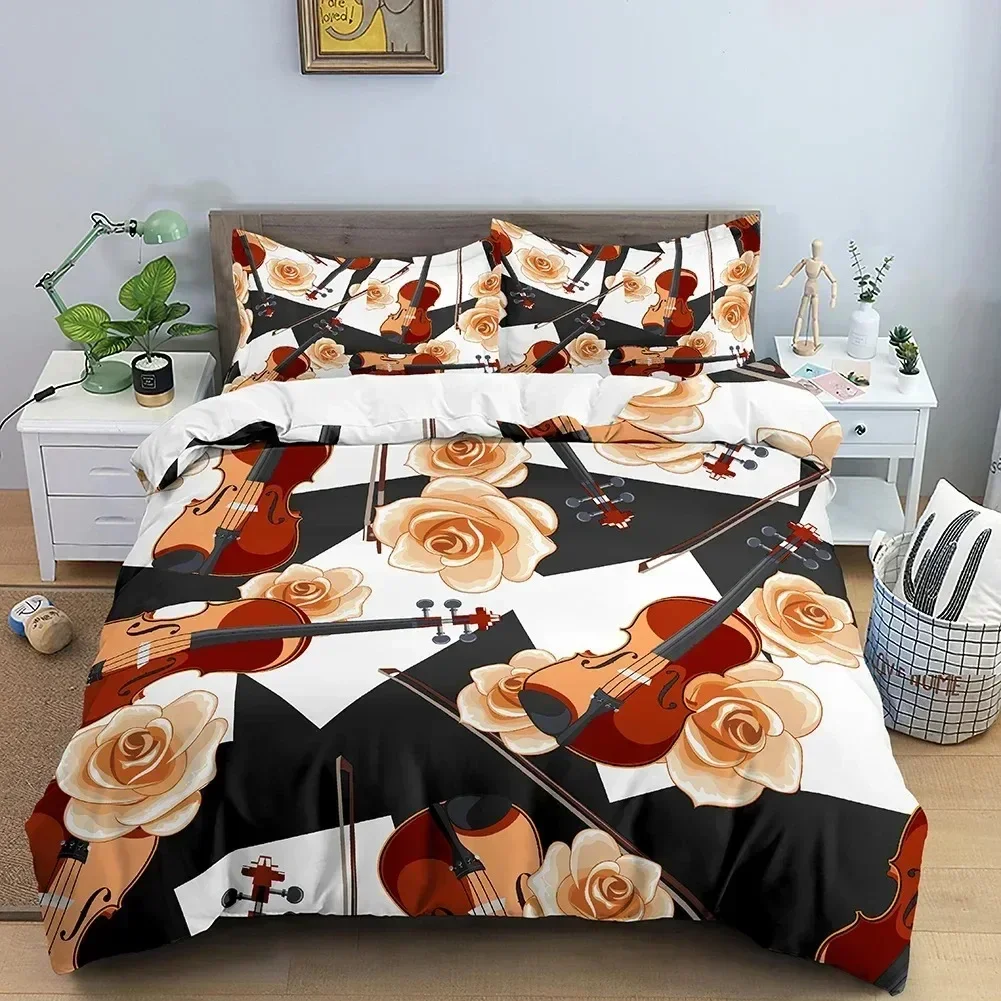 Music Bedding Set Rose Violin Printed Duvet Cover Set Twin Comforter Covers With 2 Pillowcase Quilt Cover Home Textile
Music Bedding Set Rose Violin Printed Duvet Cover Set Twin Comforter Covers With 2 Pillowcase Quilt Cover Home Textile