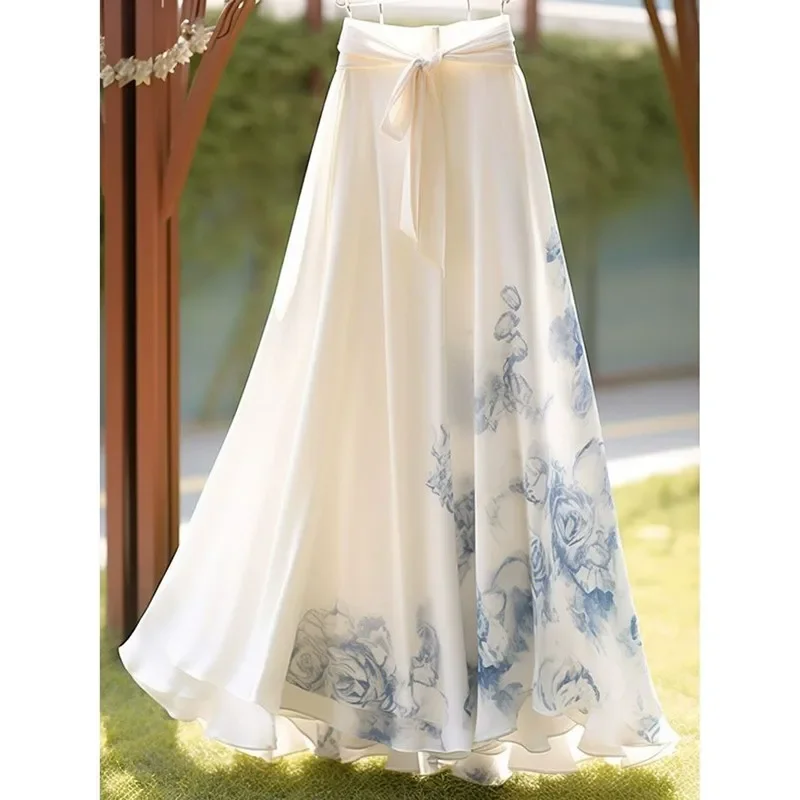 New Summer Chiffon Skirt Women Fashion Flower Printed Vintage High Waist Elegant Lace Up A Line Elegant Party Skirts Jupe
New Summer Chiffon Skirt Women Fashion Flower Printed Vintage High Waist Elegant Lace Up A Line Elegant Party Skirts Jupe