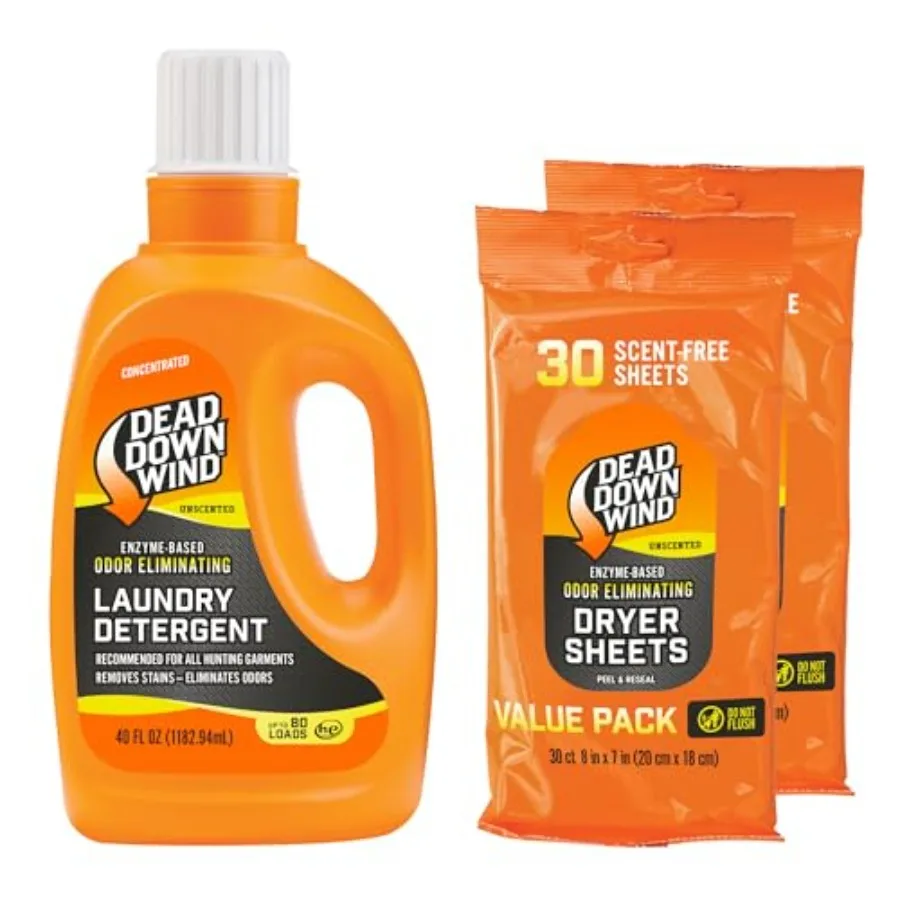 Unscented Laundry Detergent Combo 40oz Liquid Detergent and 1-30ct Dryer Sheet - Hunting Scent Control - Durable Hunting Scent
Unscented Laundry Detergent Combo 40oz Liquid Detergent and 1-30ct Dryer Sheet - Hunting Scent Control - Durable Hunting Scent