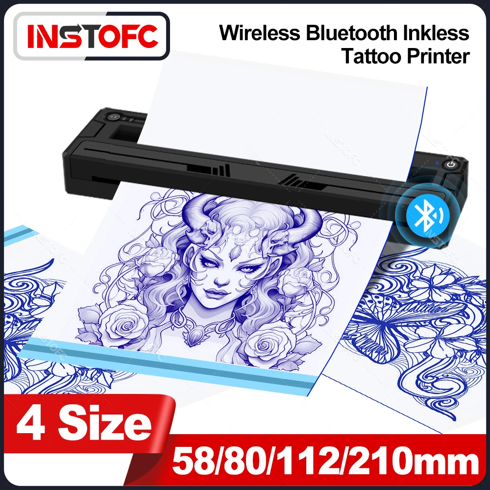 Mini Wireless Tattoo Stencil Printer Portable A4 Thermal Printer Kit for Tattoo Artists Compatible with Phone,iPad & PC
Mini Wireless Tattoo Stencil Printer Portable A4 Thermal Printer Kit for Tattoo Artists Compatible with Phone,iPad & PC