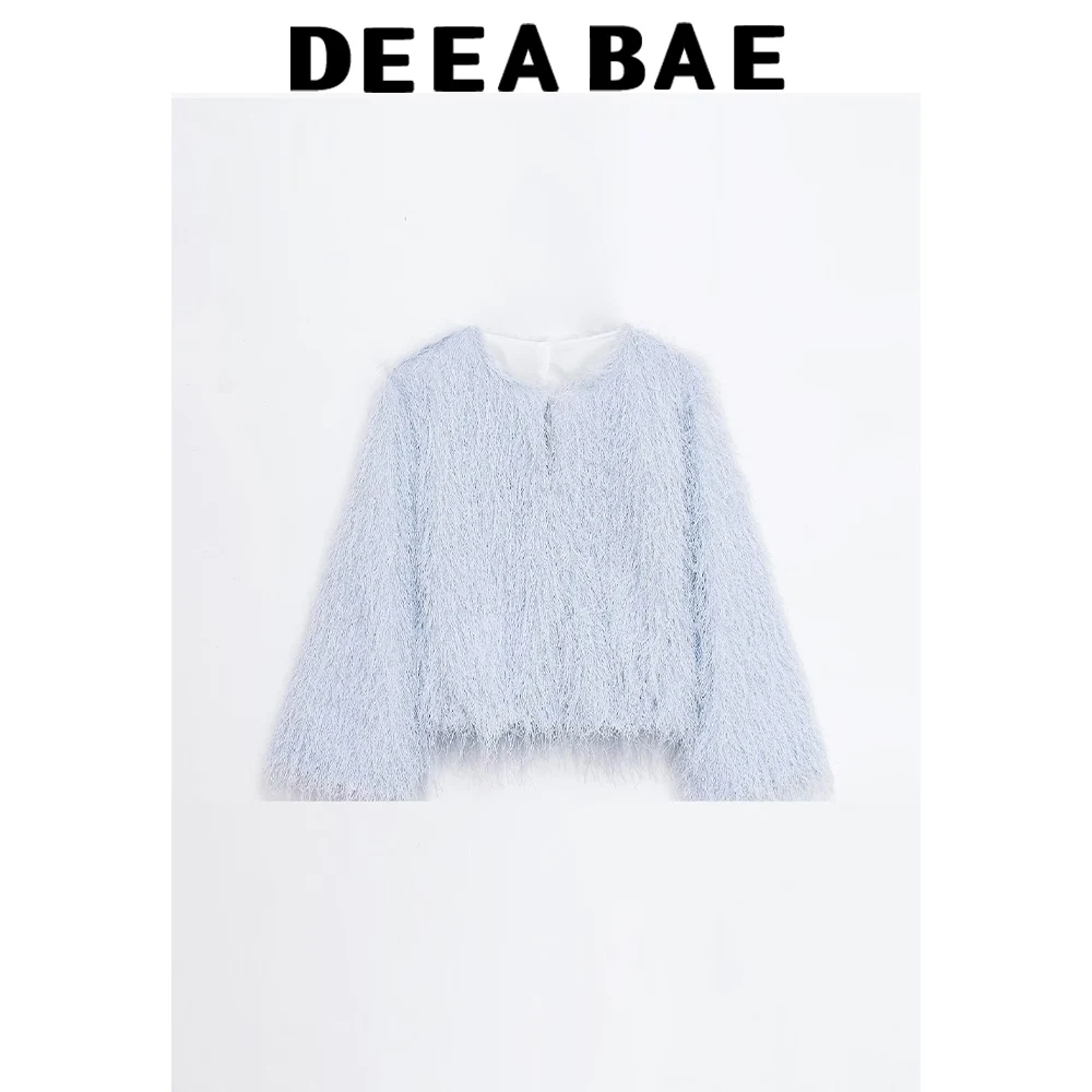 DEEABAE супер приятная светло-голубая короткая куртка из искусственного меха с бахромой для женщин, осенняя свободная теплая куртка-топ 
DEEABAE супер приятная светло-голубая короткая куртка из искусственного меха с бахромой для женщин, осенняя свободная теплая куртка-топ