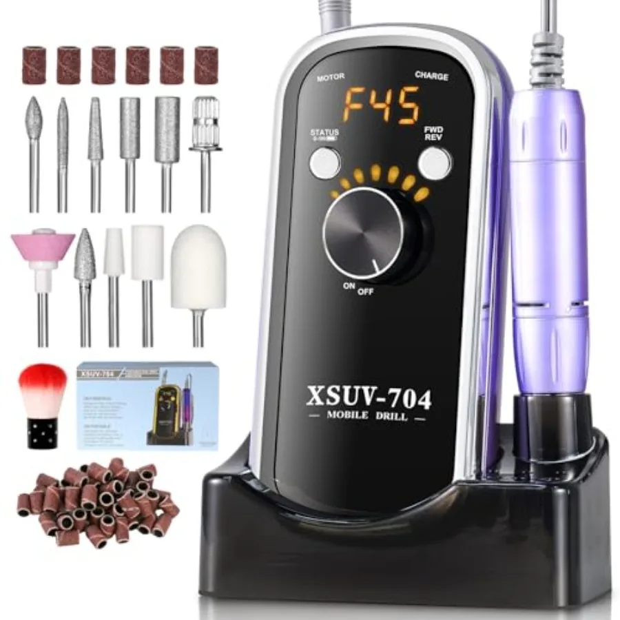 Professional Electric Nail Drill Kit 45000RPM with Bits and Base Portable Rechargeable Cordless Nail E- File Machine for Acryli
Professional Electric Nail Drill Kit 45000RPM with Bits and Base Portable Rechargeable Cordless Nail E- File Machine for Acryli
