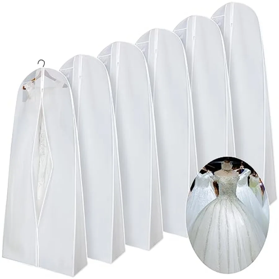 6 Pack Wedding Dress Garment Bags 71'' Dress Bags for Gowns Long with 9" Gusseted for Travel Hanging Clothes Storage
6 Pack Wedding Dress Garment Bags 71'' Dress Bags for Gowns Long with 9" Gusseted for Travel Hanging Clothes Storage
