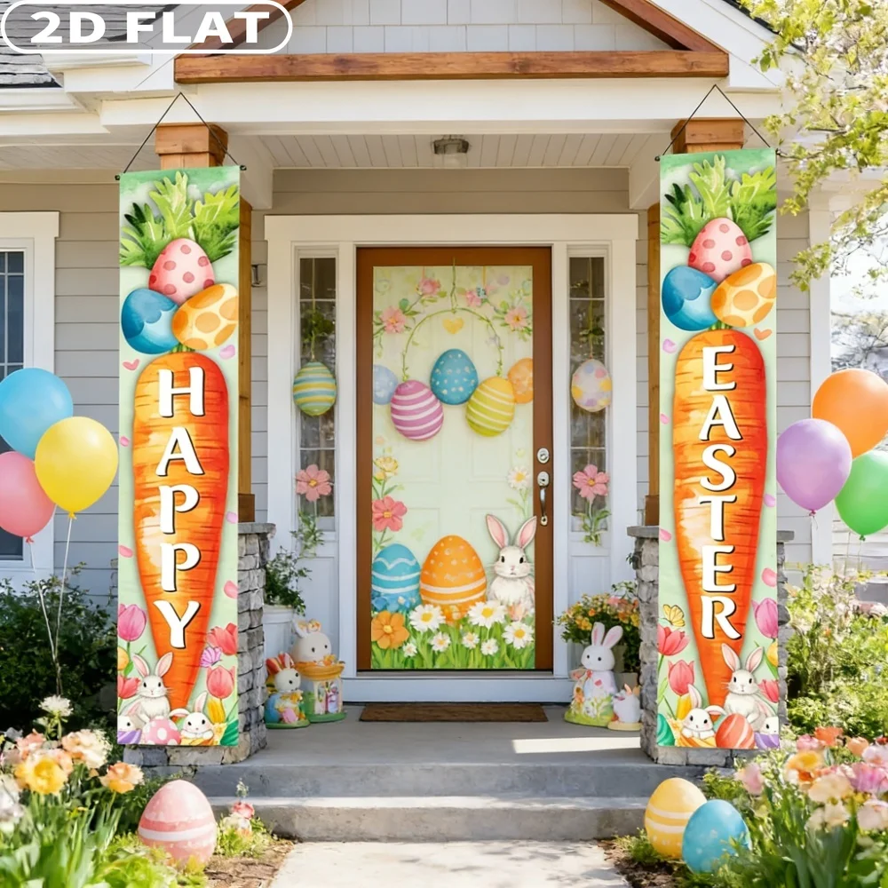 2D FLAT 1pair Easter Banner Hanging Ornaments, Happy Easter Door Decor, 30x180cm/11.81x70.87 Inch Tulips Porch Sign Banners
2D FLAT 1pair Easter Banner Hanging Ornaments, Happy Easter Door Decor, 30x180cm/11.81x70.87 Inch Tulips Porch Sign Banners