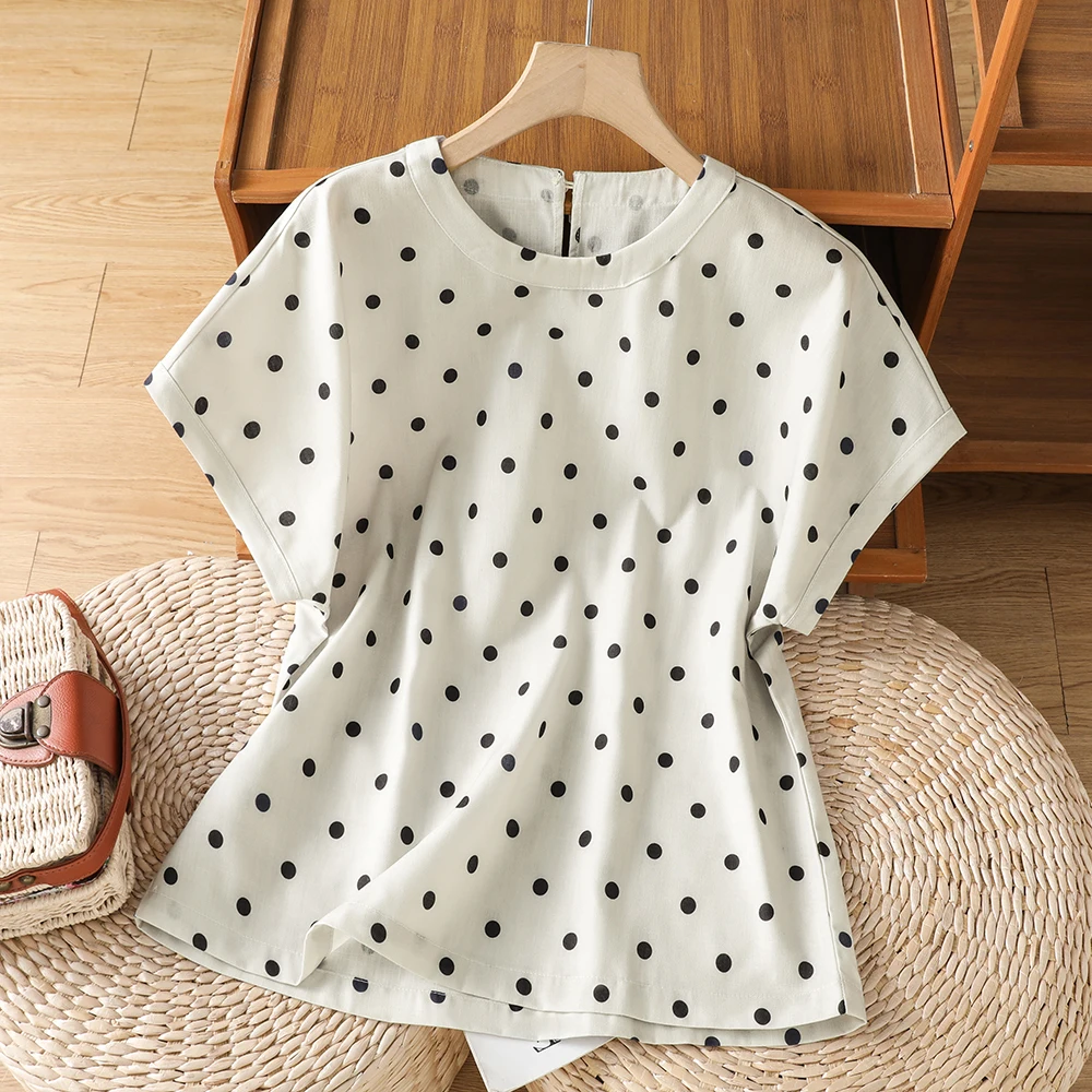 Loose Women's T-Shirt Summer 2026 Lazy Style Large Size Polka Dot Base Shirt round Neck Short Sleeve Comfortable Commute Fashion
Loose Women's T-Shirt Summer 2026 Lazy Style Large Size Polka Dot Base Shirt round Neck Short Sleeve Comfortable Commute Fashion