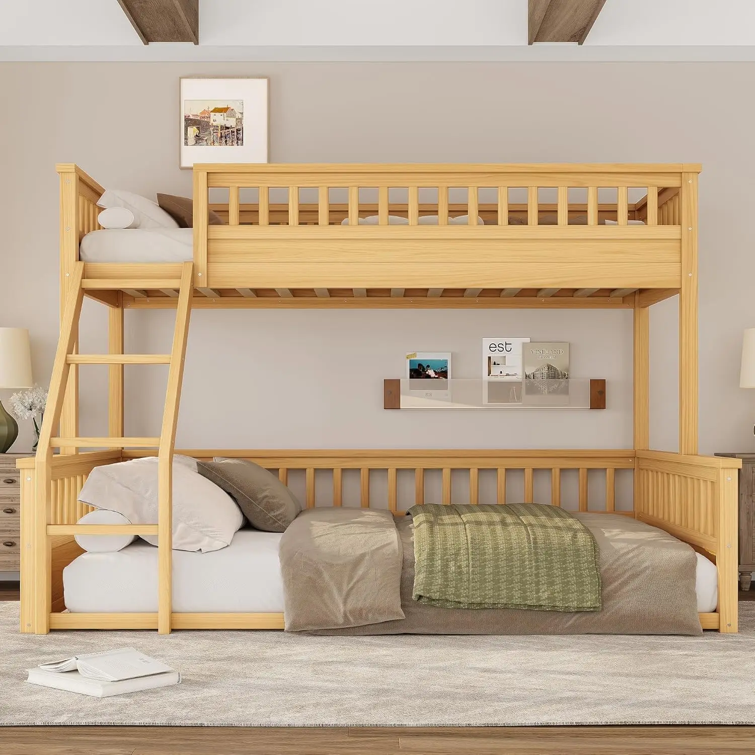 Twin XL Over Queen Floor Bunk Bed with Ladder and Guardrails, Kids Floor Bunk Beds Frame, Bunk Bed That Can Be, Customized
Twin XL Over Queen Floor Bunk Bed with Ladder and Guardrails, Kids Floor Bunk Beds Frame, Bunk Bed That Can Be, Customized