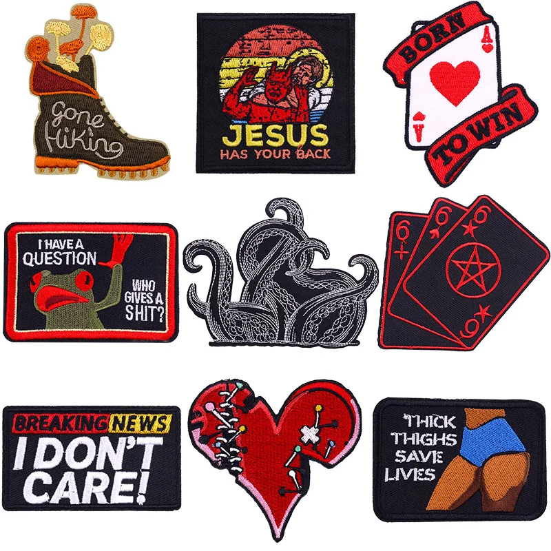 Punk Embroidery Patches Heart Tentacles Poker Phrases DIY Iron on Sticker Chest Badge Clothes Bags Hats Personalized Accessories
Punk Embroidery Patches Heart Tentacles Poker Phrases DIY Iron on Sticker Chest Badge Clothes Bags Hats Personalized Accessories