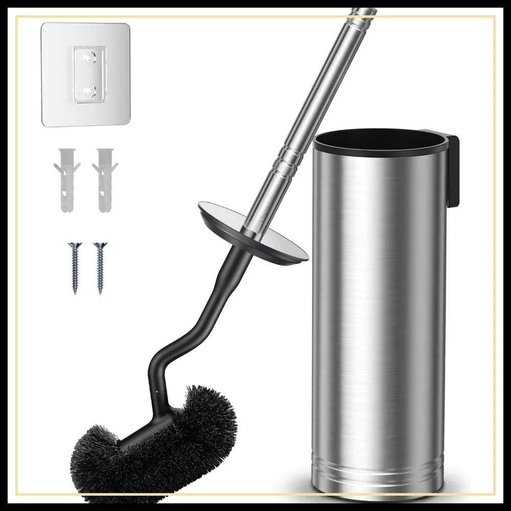 304 Stainless Steel Toilet Brush and Holder Set - Heavy Duty Deep Cleaning, Curved Bristle, Wall-Mounted, Space Saving for Bathroom
304 Stainless Steel Toilet Brush and Holder Set - Heavy Duty Deep Cleaning, Curved Bristle, Wall-Mounted, Space Saving for Bathroom