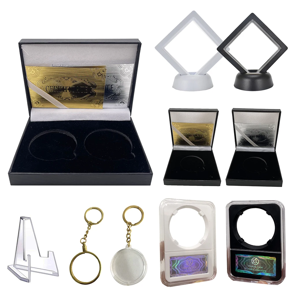 Coin gift box coin stander holder coin case black pu double coin box souvenir badage display frame coin keychain for collection
Coin gift box coin stander holder coin case black pu double coin box souvenir badage display frame coin keychain for collection