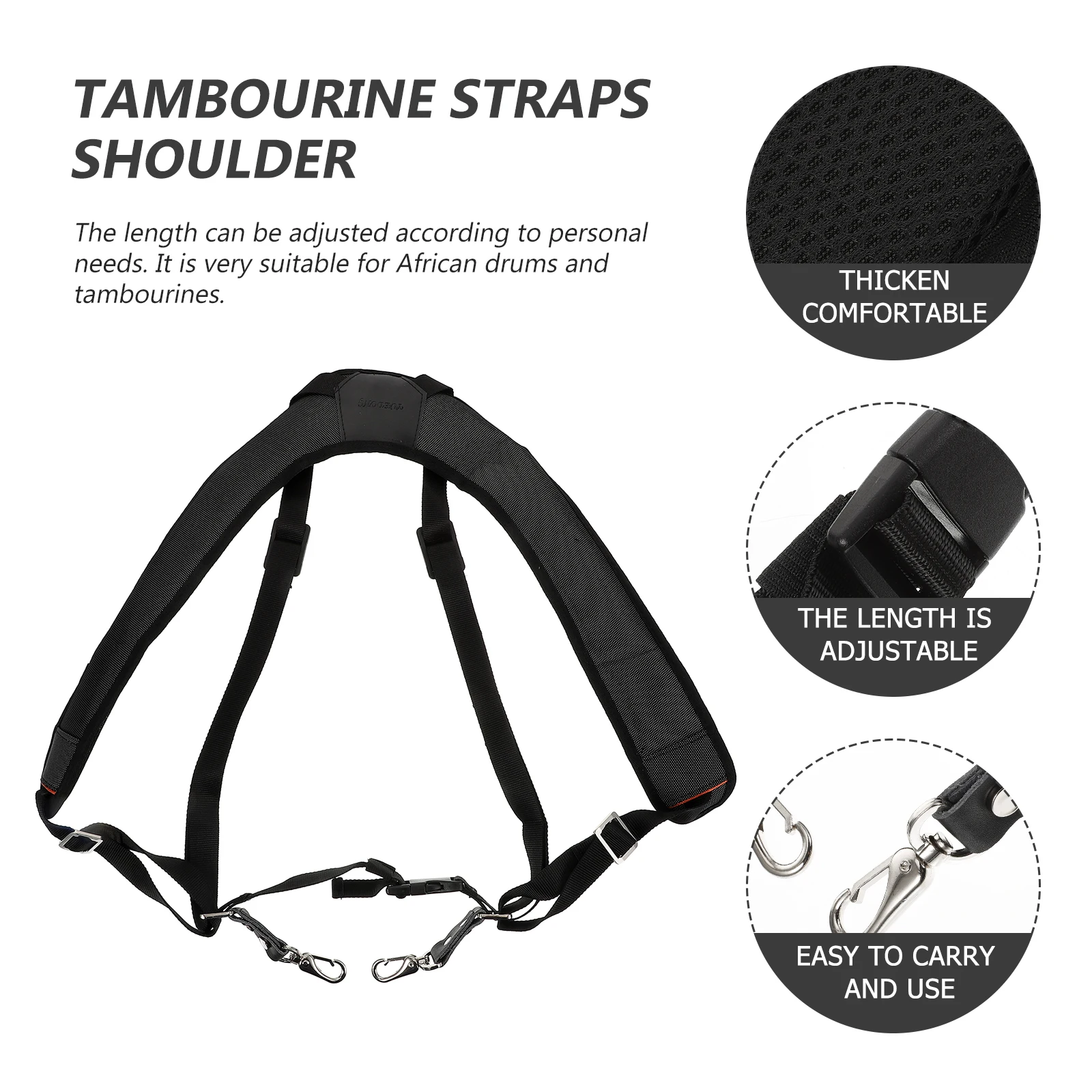 Shoulder Harness Djembe Strap Drum Penetration Hand Black Sandwich Mesh Instrument
Shoulder Harness Djembe Strap Drum Penetration Hand Black Sandwich Mesh Instrument