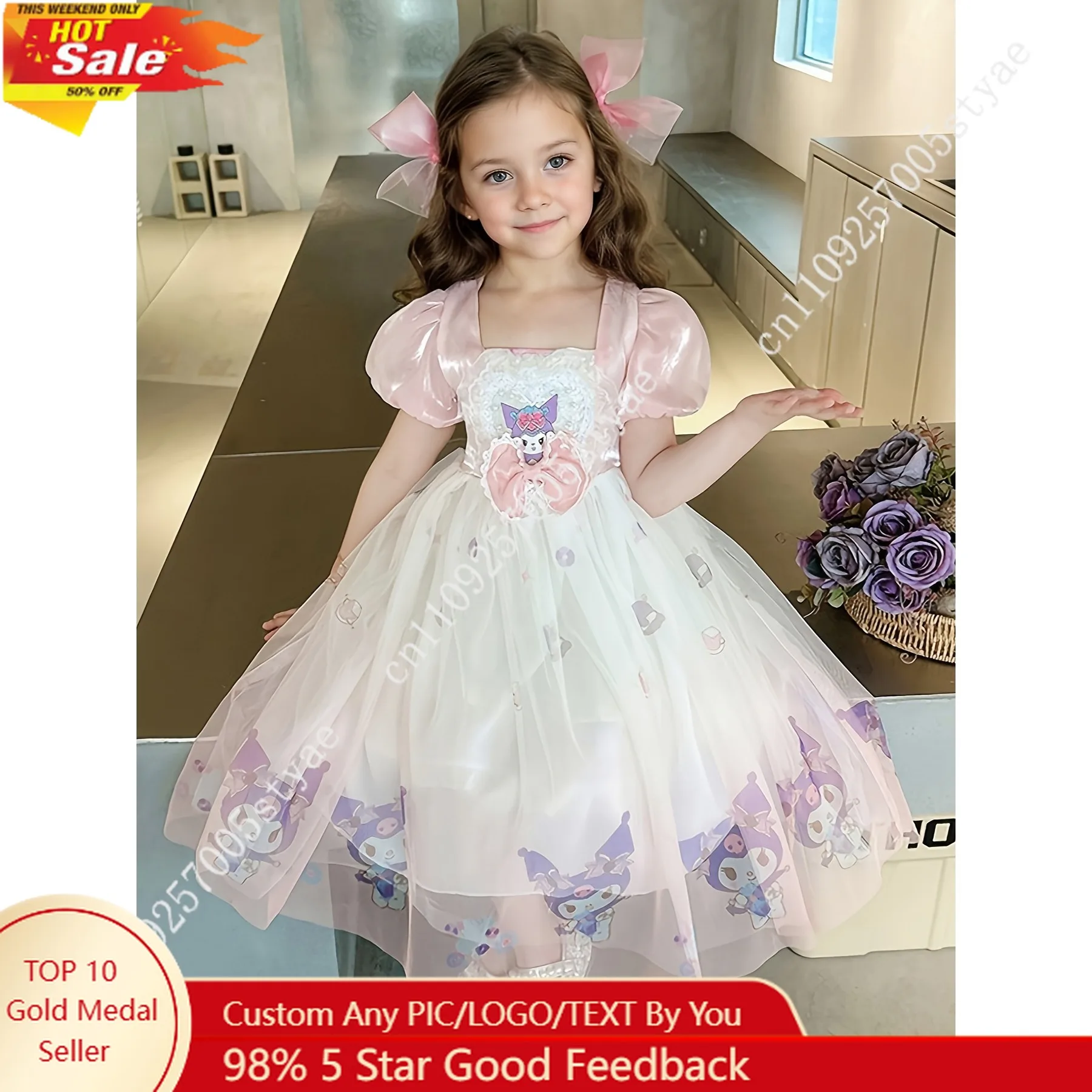 Sanrio Kuromi Princess Dress for Girls Tulle Party Dress with Bow Back Zipper Square Neckline Short Sleeves Kuromi Themed
Sanrio Kuromi Princess Dress for Girls Tulle Party Dress with Bow Back Zipper Square Neckline Short Sleeves Kuromi Themed