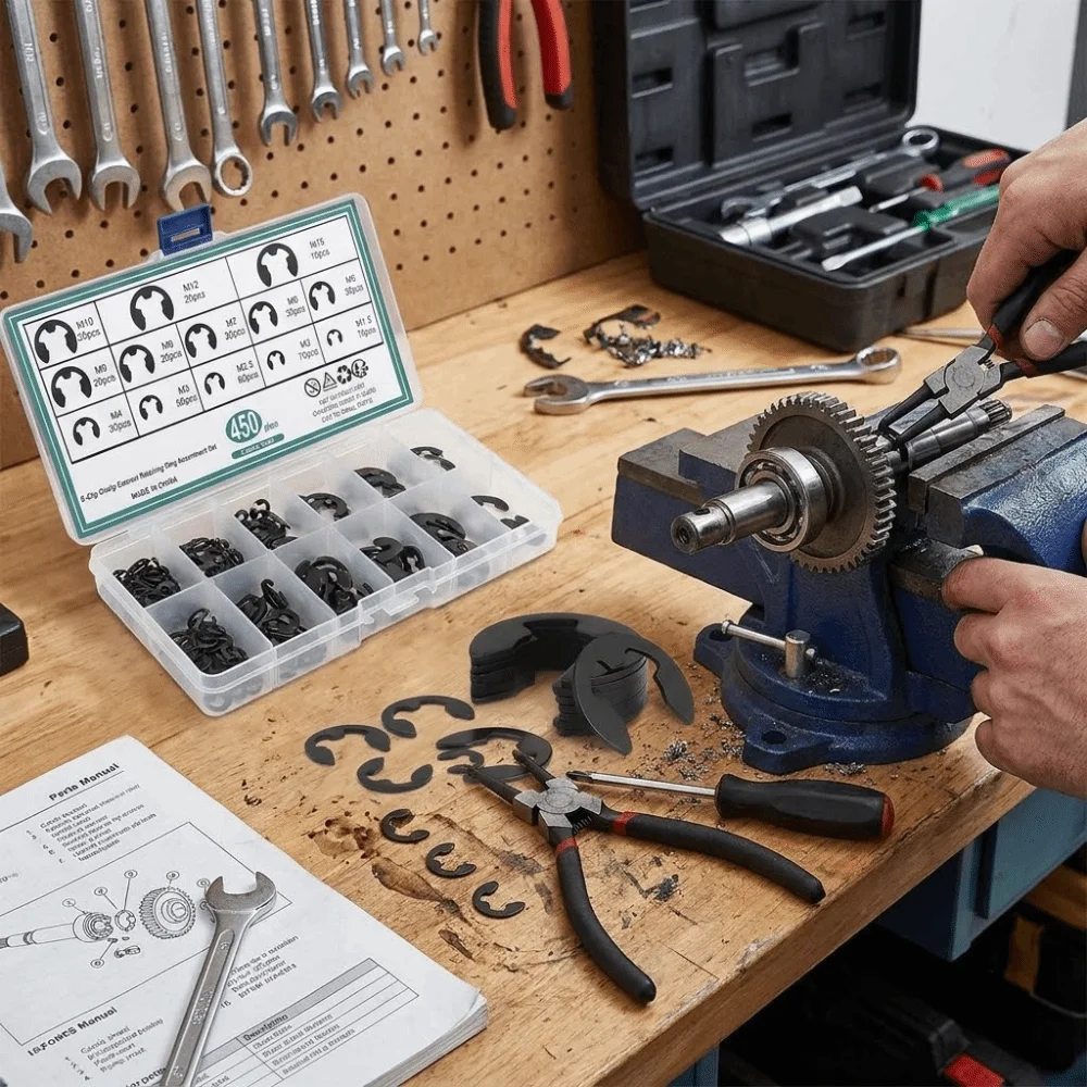 Black Color E-Type Circlip Assortment Set Fine Treated Metal Solid Texture Black Circlip Set Excellent Wear Resistance
Black Color E-Type Circlip Assortment Set Fine Treated Metal Solid Texture Black Circlip Set Excellent Wear Resistance