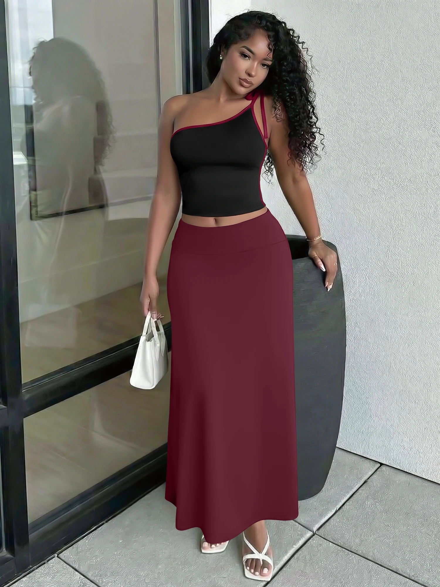 Women Casual Streetwear One Shoulder Tops & High Waist Long Skirt Set Fashion Solid Color Loose Fit 2 Piece Outfit
Women Casual Streetwear One Shoulder Tops & High Waist Long Skirt Set Fashion Solid Color Loose Fit 2 Piece Outfit