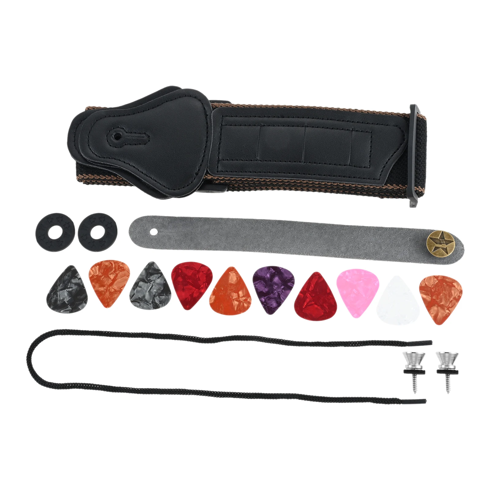 17pcs/set Nylon Guitar Strap with Picks Holders, Strap Buttons, Strap Locks, Belt Buckle, Headstock Tie for Acoustic/Guitar/Bass
17pcs/set Nylon Guitar Strap with Picks Holders, Strap Buttons, Strap Locks, Belt Buckle, Headstock Tie for Acoustic/Guitar/Bass
