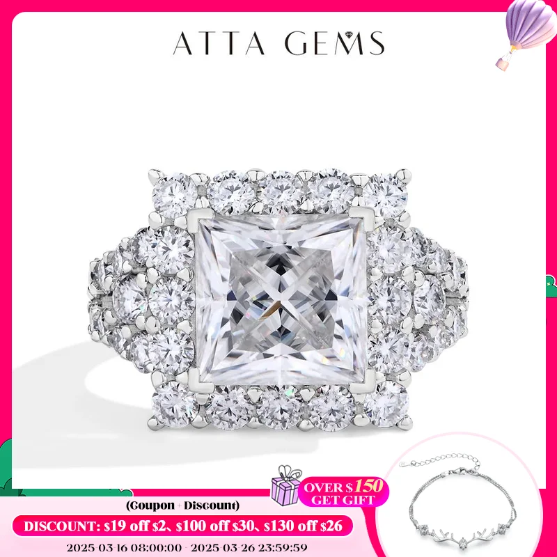 ATTAGEMS S925 Silver Moissanite Engagement Ring for Women 6CT Princess Excellent Cut Luxury Wedding Jewelry With GRA Certificate
ATTAGEMS S925 Silver Moissanite Engagement Ring for Women 6CT Princess Excellent Cut Luxury Wedding Jewelry With GRA Certificate