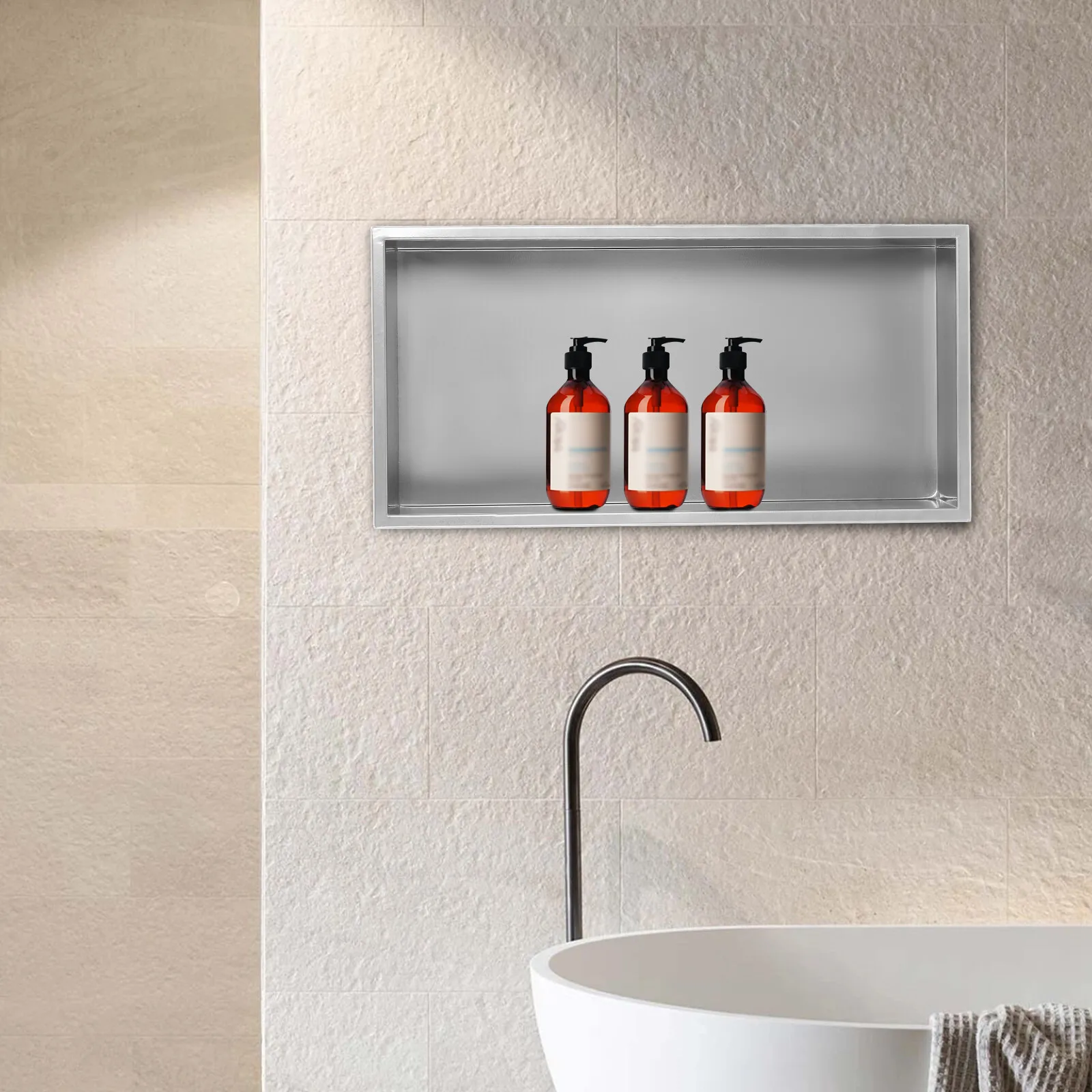 24*12in Wall-Mounted Shower Niche Bathroom Stainless Steel Shower Shelf Storage Rectangle
24*12in Wall-Mounted Shower Niche Bathroom Stainless Steel Shower Shelf Storage Rectangle