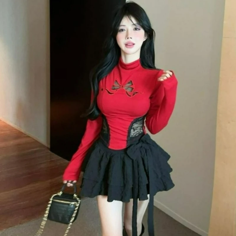 2026 Autumn/winter New Fashion Pure Sensual Slimming Top Plus-size Hot Girl Semi-high Neck Bow Lace Patchwork T-shirt for Women
2026 Autumn/winter New Fashion Pure Sensual Slimming Top Plus-size Hot Girl Semi-high Neck Bow Lace Patchwork T-shirt for Women