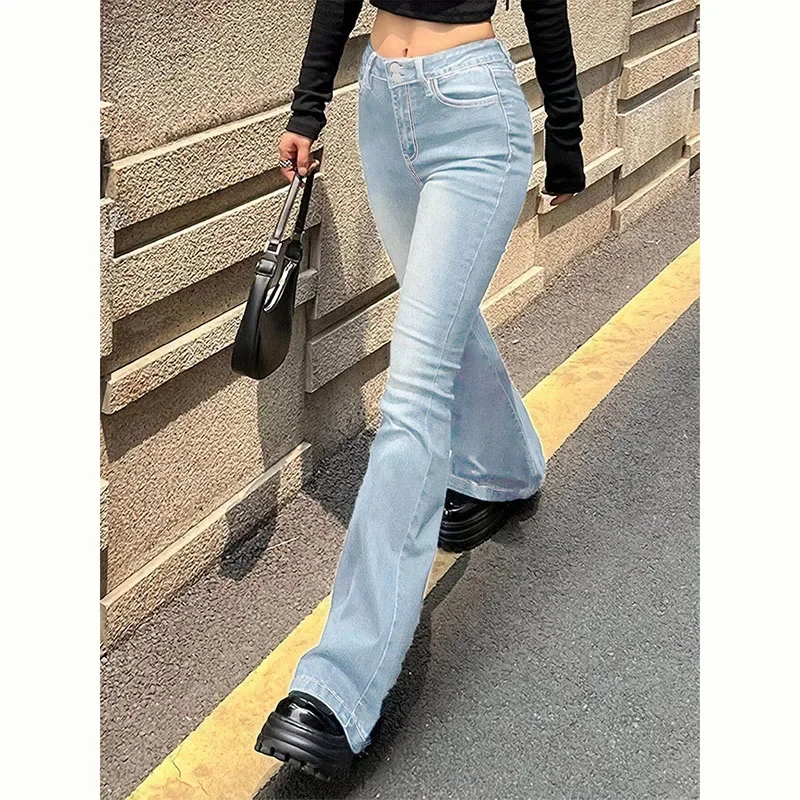 Girls Lazy Baggy High Waist Flared Jeans Women Stretchy Double Button Denim Pants Lady Concise Solid Daily Bell Bottoms Trousers
Girls Lazy Baggy High Waist Flared Jeans Women Stretchy Double Button Denim Pants Lady Concise Solid Daily Bell Bottoms Trousers