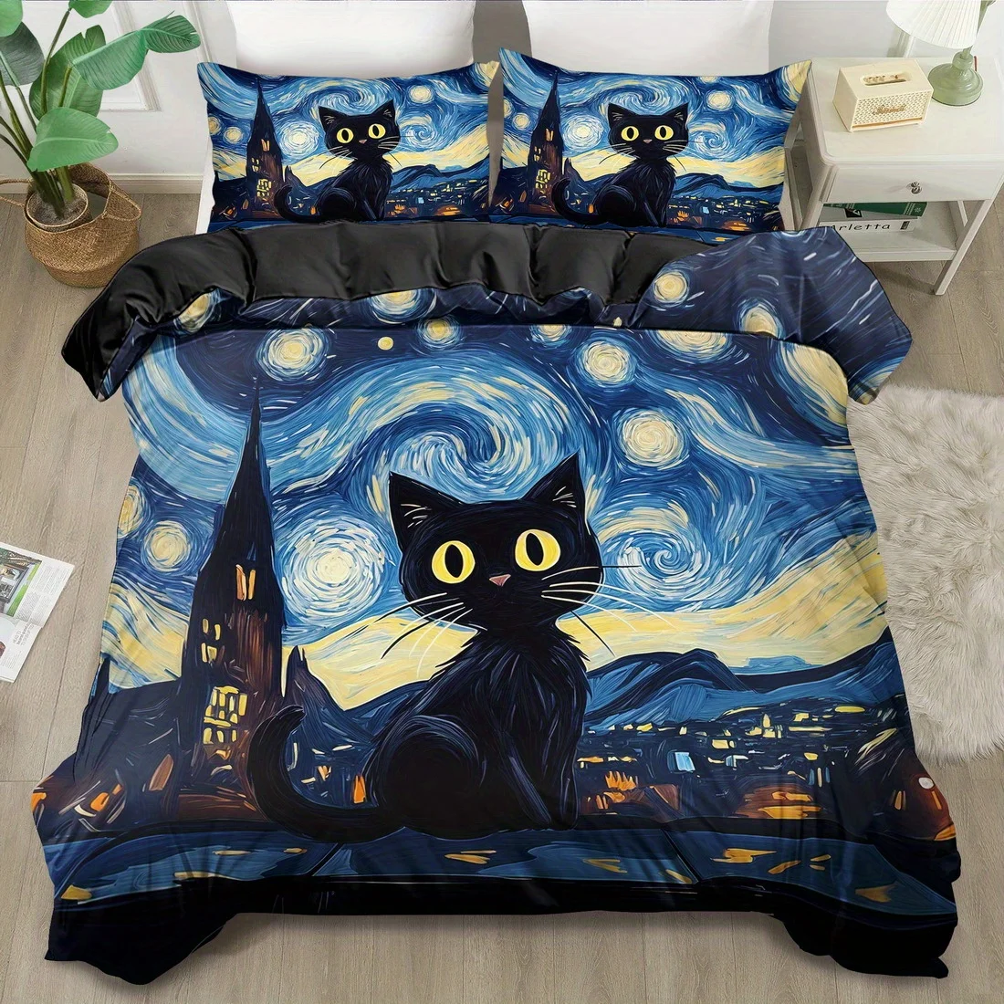 Black Cat Print Duvet Cover Set King Queen Style Bedding Set Polyester Machine Washable Quilt Decoration Bedroom Guest Room
Black Cat Print Duvet Cover Set King Queen Style Bedding Set Polyester Machine Washable Quilt Decoration Bedroom Guest Room