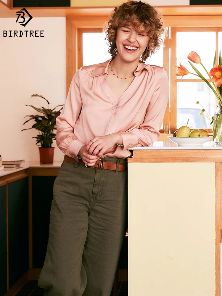 BirdTree 19MM 90% Real Silk Shirts For Women, V-neck Long Sleeve Solid Color, Commute OL Blouses, 2024 Spring New Tops T42111QM
BirdTree 19MM 90% Real Silk Shirts For Women, V-neck Long Sleeve Solid Color, Commute OL Blouses, 2024 Spring New Tops T42111QM