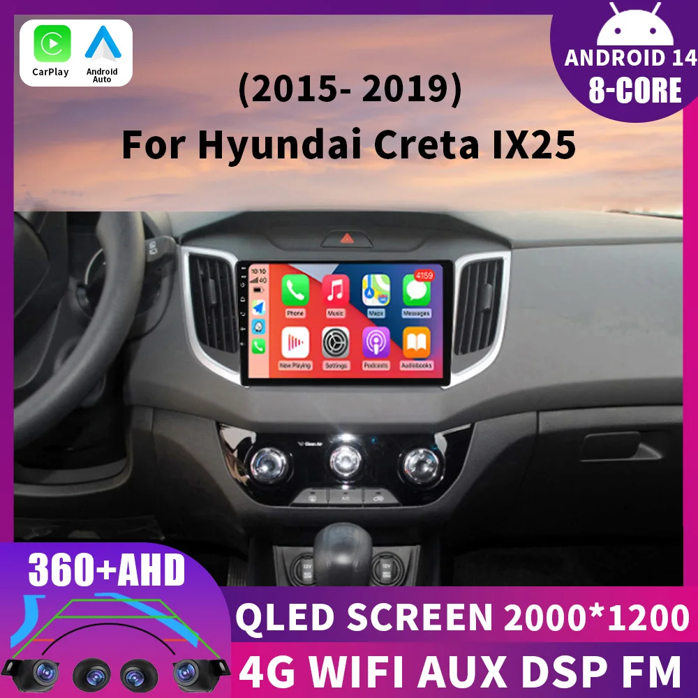 Android 14 For Hyundai Creta IX25 2015 - 2019 Carplay Car Radio Multimedia Video Player WIFI GPS Stereo Auto Accessories 360
Android 14 For Hyundai Creta IX25 2015 - 2019 Carplay Car Radio Multimedia Video Player WIFI GPS Stereo Auto Accessories 360