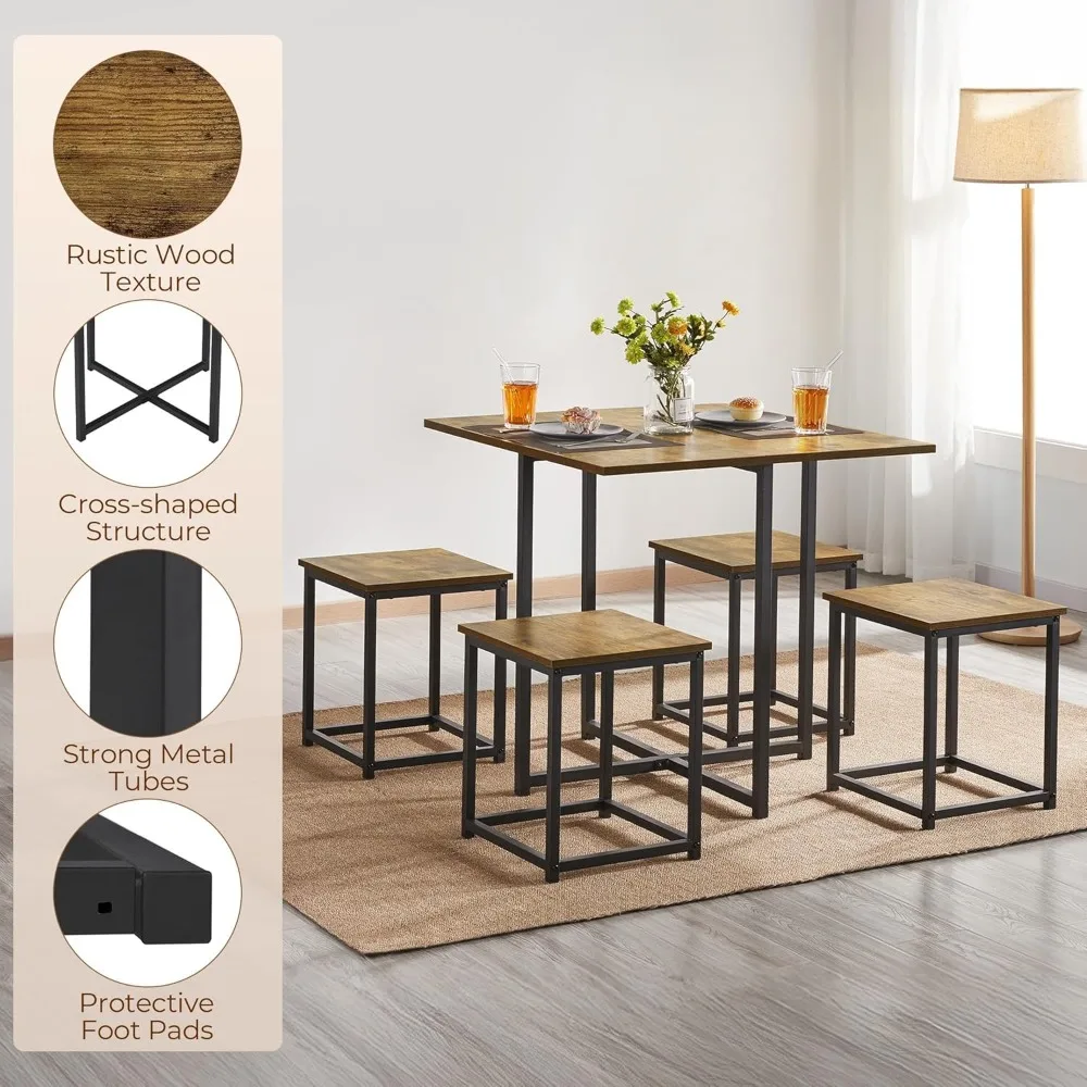 Industrial Dining Table Set for 4 Compact Kitchen Table and 4 Stools Space Saving Home Furniture, Customized
Industrial Dining Table Set for 4 Compact Kitchen Table and 4 Stools Space Saving Home Furniture, Customized