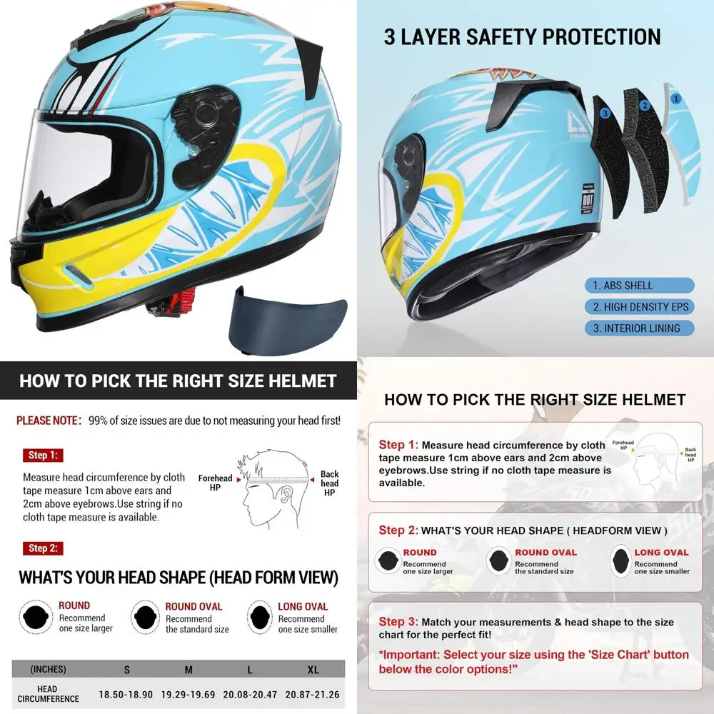 Youth Motorcycle Helmets Full Face Lightweight with Dual Visors, DOT Certified
Youth Motorcycle Helmets Full Face Lightweight with Dual Visors, DOT Certified