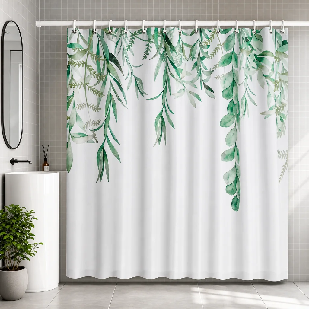 Green Leaves Shower Curtain Eucalyptus Plant Bath Curtains 180x180 Waterproof Polyester Modern Bathroom Decorations with 12Hooks
Green Leaves Shower Curtain Eucalyptus Plant Bath Curtains 180x180 Waterproof Polyester Modern Bathroom Decorations with 12Hooks