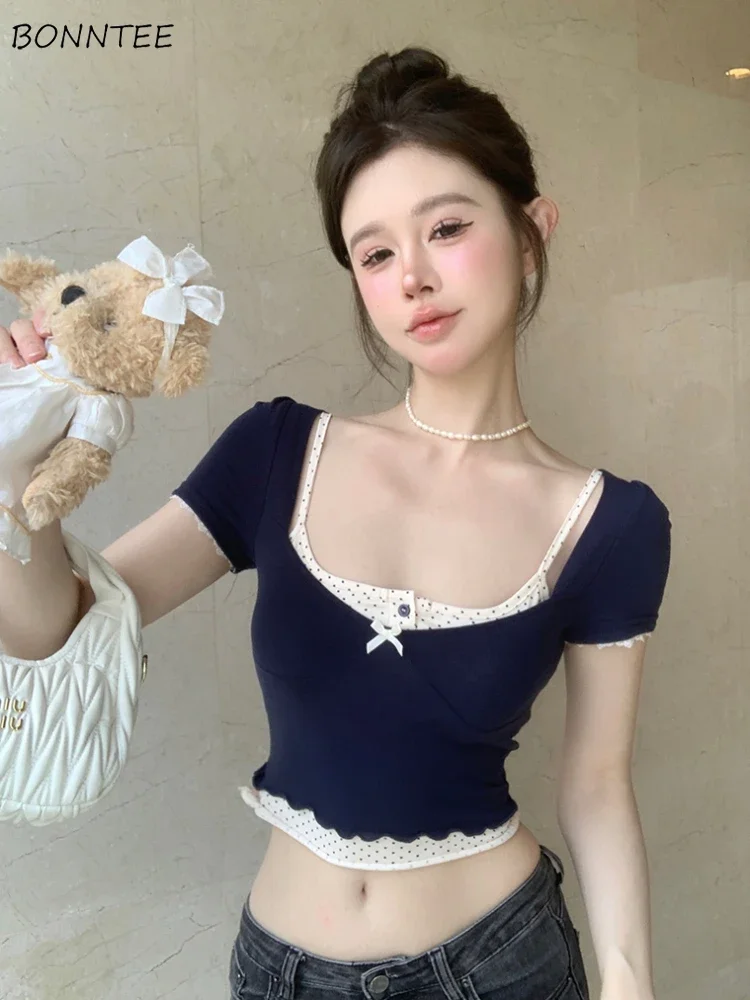 Комплекты из 2 предметов, женские укороченные топы в горошек, тонкие футболки с бантом, летние нежные сексуальные универсальные летние корейские модные футболки для девочек
Комплекты из 2 предметов, женские укороченные топы в горошек, тонкие футболки с бантом, летние нежные сексуальные универсальные летние корейские модные футболки для девочек