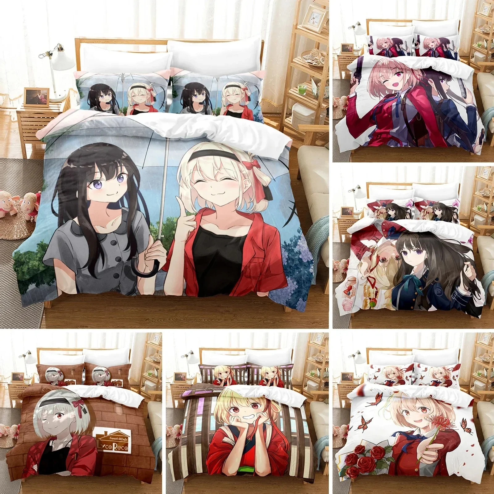 Anime Lycoris Recoil Bedding Set Duvet Cover Bedroom Comforter Covers Single Twin King Size Quilt Cover Home Textile
Anime Lycoris Recoil Bedding Set Duvet Cover Bedroom Comforter Covers Single Twin King Size Quilt Cover Home Textile