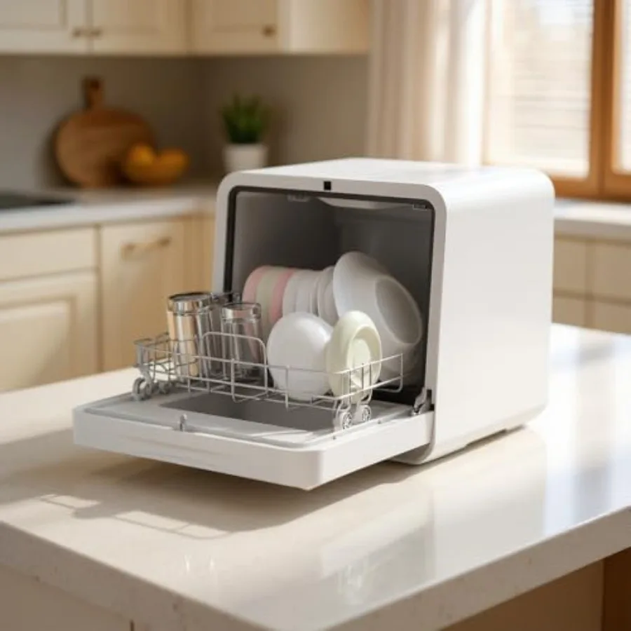 Portable Countertop Dishwasher with 7 Washing Programs Mini Dishwasher Featuring 5L Builtin Water Tank and 360 Dual Spray for E
Portable Countertop Dishwasher with 7 Washing Programs Mini Dishwasher Featuring 5L Builtin Water Tank and 360 Dual Spray for E