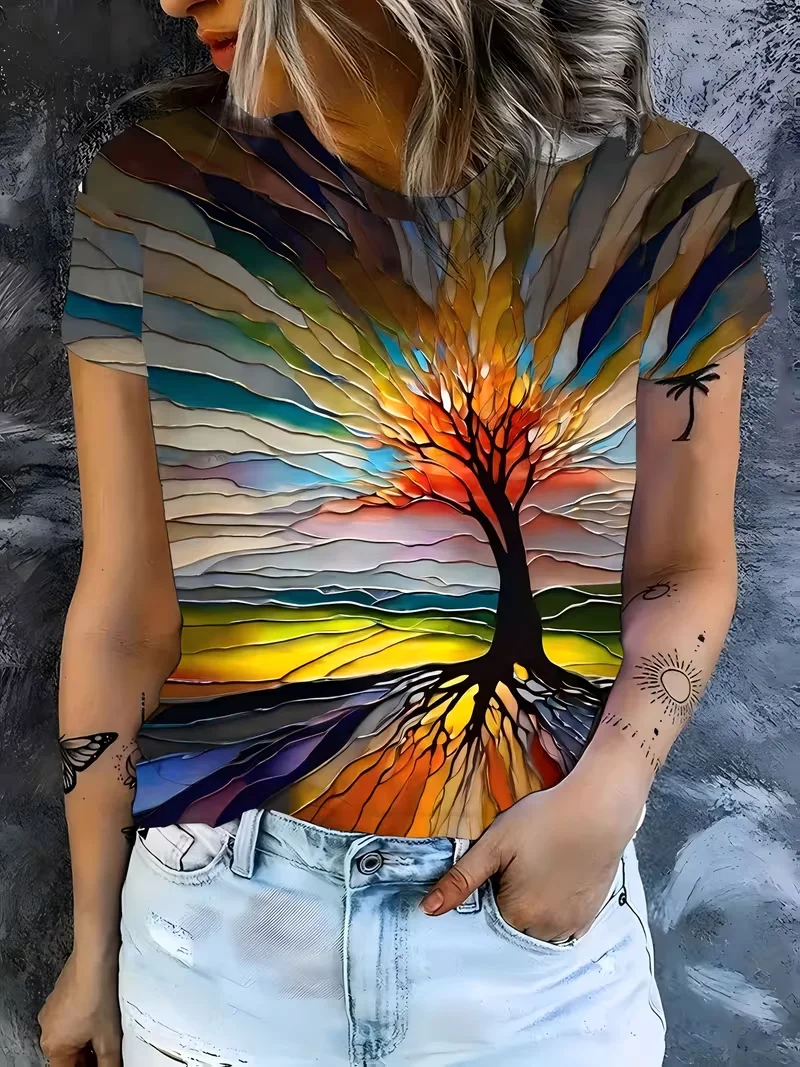 2026 New 3D Art Visual Impact Shuyin Women's Clothing, Round Neck Short Sleeved T-shirt, Daily Commuting Party Women's T-shirt
2026 New 3D Art Visual Impact Shuyin Women's Clothing, Round Neck Short Sleeved T-shirt, Daily Commuting Party Women's T-shirt