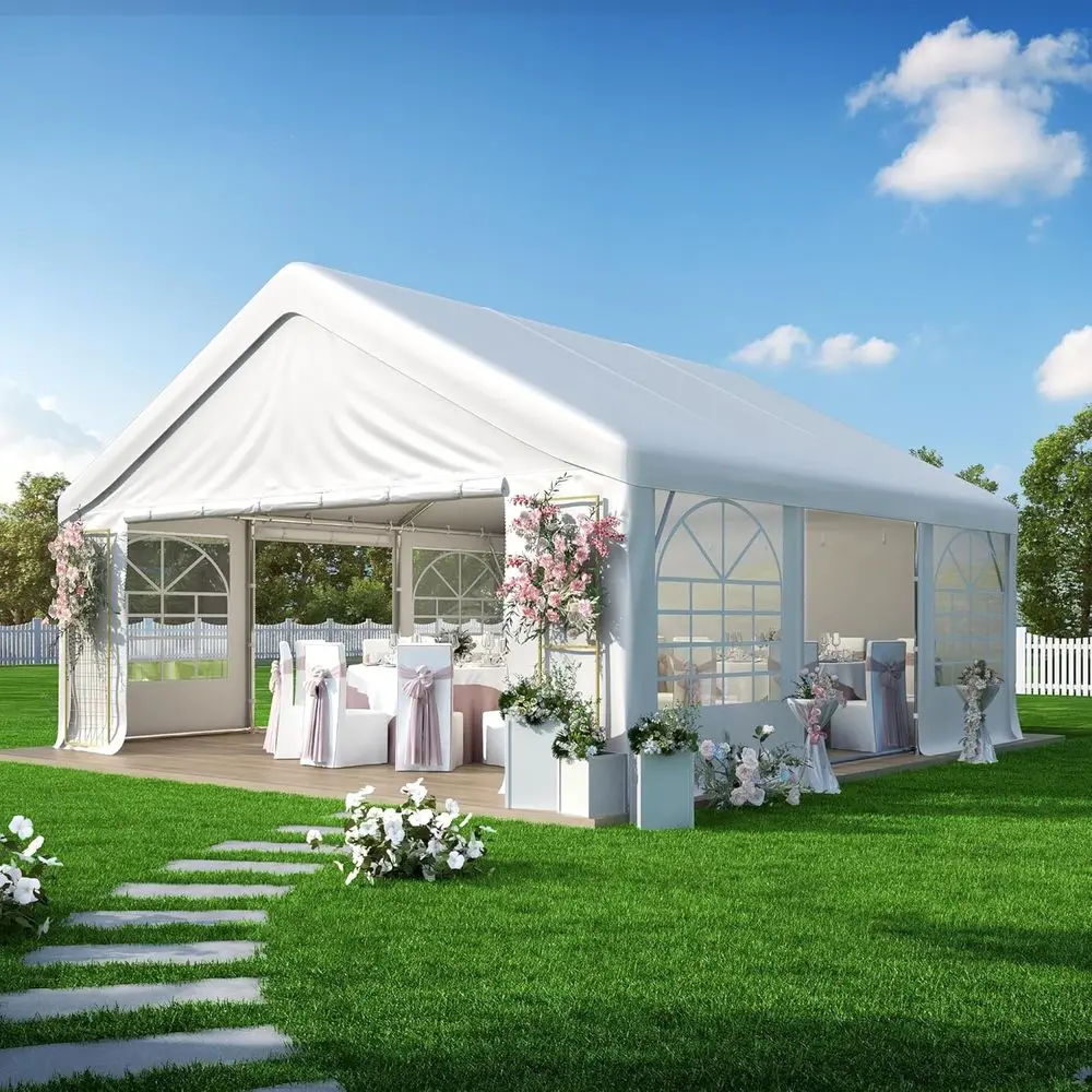 20' x 20' Heavy Duty Party Tent - Outdoor Wedding Gazebo Event Shelter with Removable Sidewall & 4 Sand Bags or Outdoor Event, W
20' x 20' Heavy Duty Party Tent - Outdoor Wedding Gazebo Event Shelter with Removable Sidewall & 4 Sand Bags or Outdoor Event, W