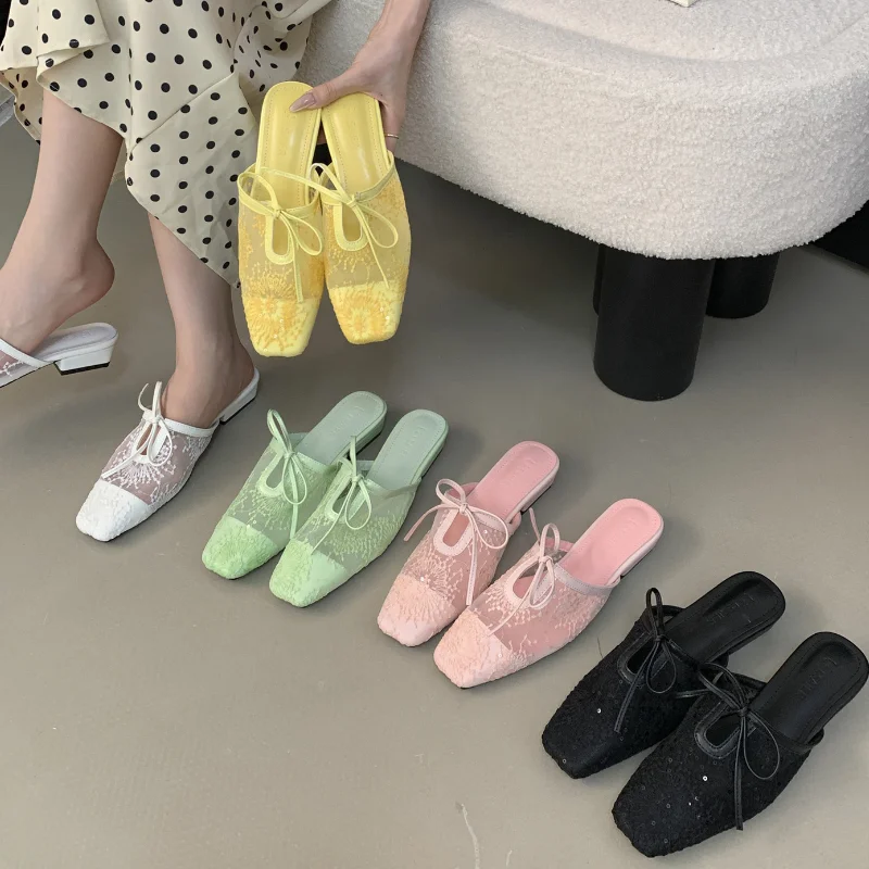 Summer Butterfly-Knot Mules Slippers Slip On Women Fashion Flats Heel Slides Ladies Elegant Outdoor Mesh Dress Sandalias
Summer Butterfly-Knot Mules Slippers Slip On Women Fashion Flats Heel Slides Ladies Elegant Outdoor Mesh Dress Sandalias