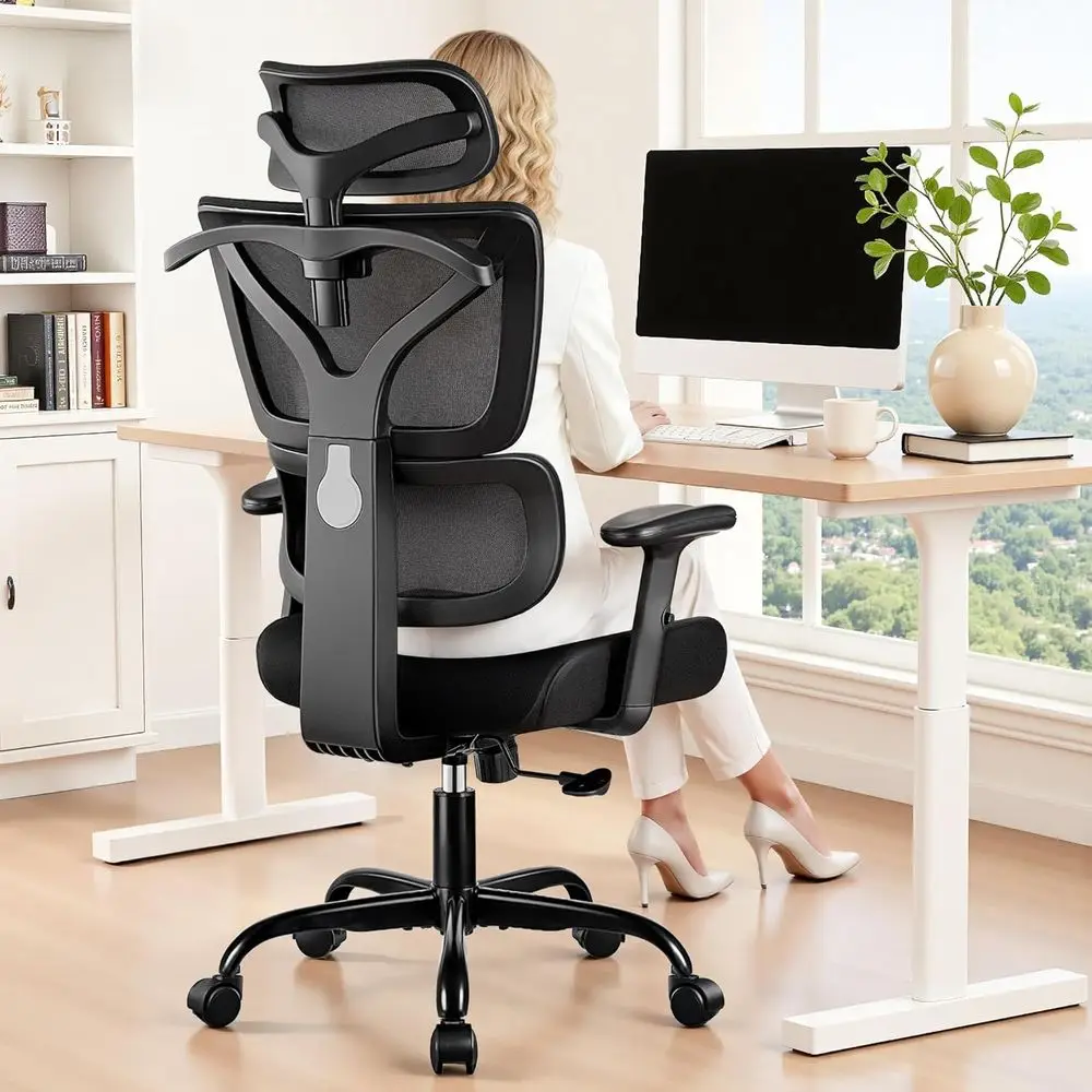 Ergonomic High-Back Desk Chair with Lumbar Support, Breathable Mesh, Adjustable Armrests, Reclining Swivel for Big and Tall, Ide
Ergonomic High-Back Desk Chair with Lumbar Support, Breathable Mesh, Adjustable Armrests, Reclining Swivel for Big and Tall, Ide