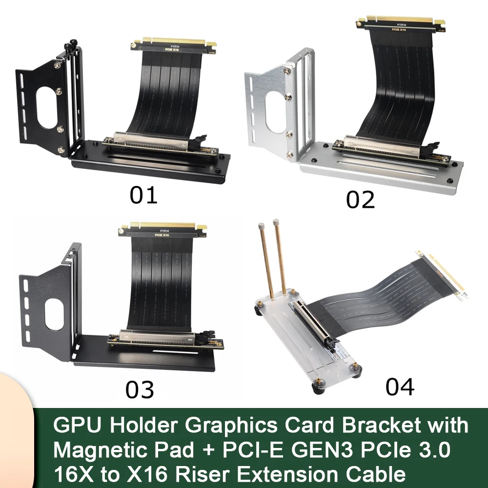 Vertical Kickstand Base PCI-E 3.0 16X Riser Card Extension Port Adapter Flexible Connector Cable for GPU in ATX Case
Vertical Kickstand Base PCI-E 3.0 16X Riser Card Extension Port Adapter Flexible Connector Cable for GPU in ATX Case