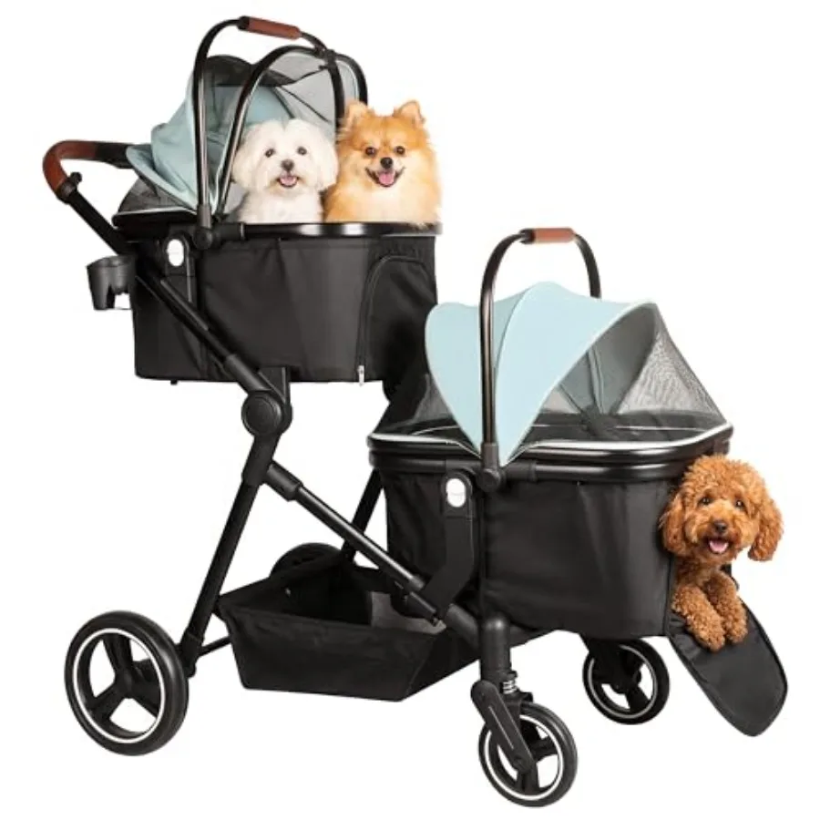 Foldable double pet stroller for 2 small/medium cats or dogs: lightweight aluminum frame, black color, integrates single/double
Foldable double pet stroller for 2 small/medium cats or dogs: lightweight aluminum frame, black color, integrates single/double