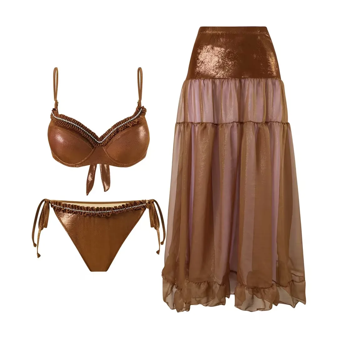 2025 Bikini New Triangle Fold Strap Sexy Bright Surface Split Popular Swimsuit Set for Women
2025 Bikini New Triangle Fold Strap Sexy Bright Surface Split Popular Swimsuit Set for Women